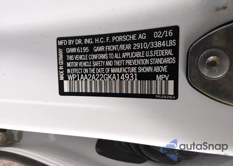 2016 Porsche Cayenne from USA, damaged, VIN WP1AA2A22GKA14931